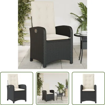 Immagine prodotto di The Living Store Poltrona da giardino regolabile con cuscino in Poly Rattan nero