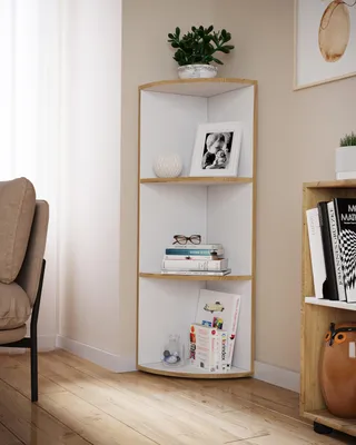 Produktbild von VCM Holzregal stehend | platzsparendes Eckregal | Maße Bücherregal ca. H. 110 x B. 33 x T. 33 cm | elegantes Regal | Büroregal – Salia 3fach