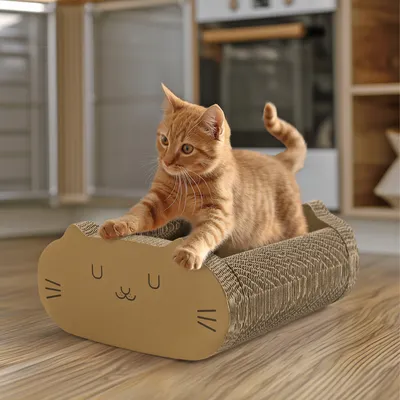 Produktbild von Navaris Kratzpappe für Katzen - 2-in-1 Katzenkratzbrett und Loungebett - Kratzbretter Katze - Katzen Kratzbrett - Kratzmatte Katze - Dickes