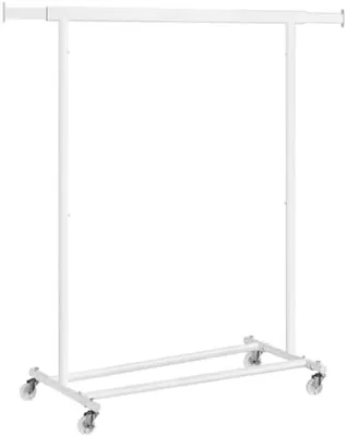 Productafbeelding van PromoHome® Verrijdbare kledingrek met uitschuifbare stang – Stabiel en ruimtebesparend, 160x132x45 cm, Wit