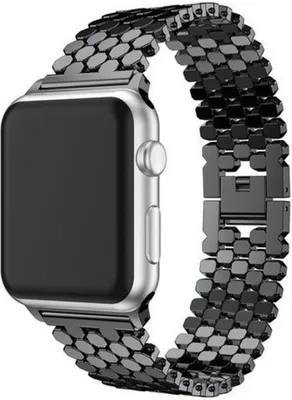 Produktbild von Strap-it Apple Watch 8 Stahl Fischband (Schwarz)