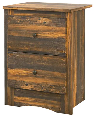 Produktbild von Rustikaler Nachttisch mit 2 Schubladen, Nachttisch aus Holz fš¹rs Schlafzimmer, 40 x 30 x 56 cm, Braun