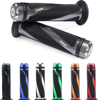 Produktbild von Area1 Motorrad Motorroller Griffe 2 Stück 1x 22mm + 1x 24-25mm (7/8 / 1 Zoll) Lenkergriffe Griffgummis Typ Coil Farbe Grau