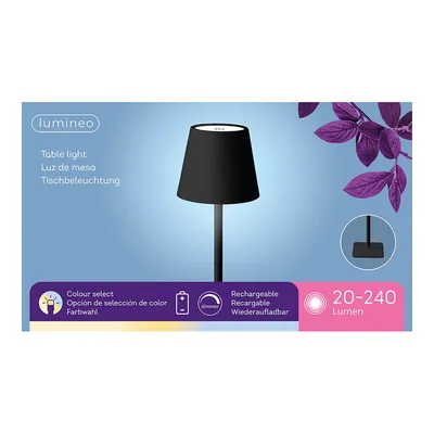 Produktbild von lumineo "LED Akku Tischlampe lumineo Touch dimmbar schwarz"