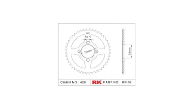 Produktbild von RK Kettenrad "3156" 428, Stahl, silber 43 Zähne