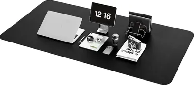 Zdjęcie produktu dla Duża biurowa skórzana podkładka pod mysz antypoślizgowa podkładka na biurko - czarna 120x60cm