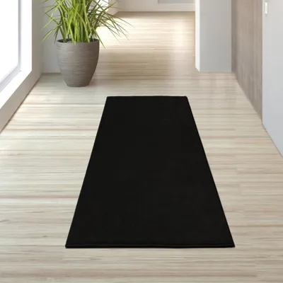 Produktbild von Teppich Schwarz Uni praktisch robust pflegeleicht Alltag Größe - 80 x 150 cm