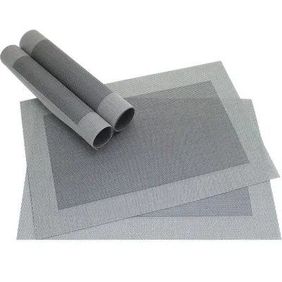 Immagine prodotto di Tovaglietta BORDA Set di 4 tovagliette argento nero in plastica intrecciata 45x30 cm