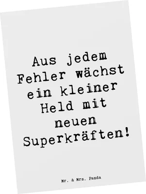 Produktbild von Mr. & Mrs. Panda Postkarte Spruch Fehler machen lernen - Weiß - Geschenk, Ansichtskarte, Herausforderung, Trost, Lebensweisheit, daraus, Hoffnung, einzelkarte, Grußkarte