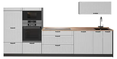 Produktbild von Küchenzeile Vicco Fame-Line Weiß Landhaus/Anthrazit 340 cm, AP Eiche, Model 64498