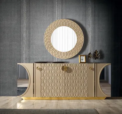 Produktbild von Garnitur Anrichte Spiegel Gruppe Kommoden Luxus Sideboard Schrank Set Holz Neu