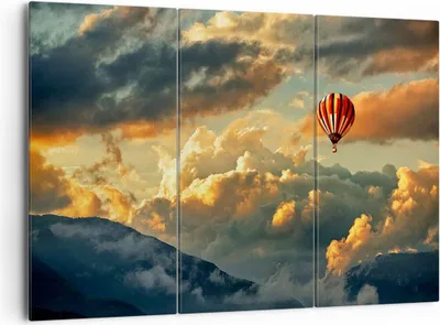 Produktbild von Bild auf Leinwand - Leinwandbild - Wolken Ballon Flug - 165x110cm - Wand Bild - Wanddeko - Leinwanddruck - Bilder - Kunstdruck - Wanddekoration - Leinwand bilder - Wandkunst - CE165x110-3791