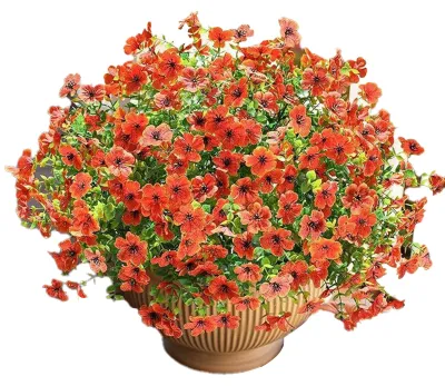 Produktbild von 12 künstliche Blumenbündel für den Außenbereich, mehrfarbige Prunkwinde mit Eukalyptus, UV-beständige Kunstseidenblumen für Frühling und Sommer, ideal für Pflanzgefäße, Veranda, Terrasse und Garten.