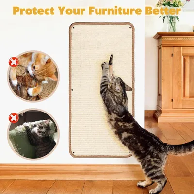 Produktbild von Kratzbrett für Katzen - 60 x 30 cm - Sisal-Kratzmatte - zum Schutz der Möbel - Spielspaß und Kratzpflege