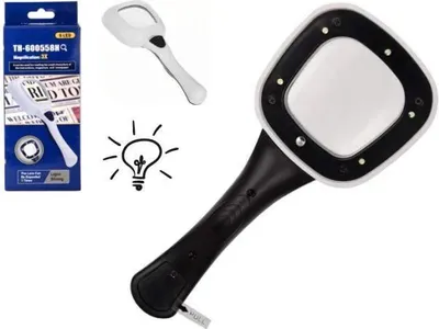 Obrázek produktu pro Zvětšovací lupa s osvětlením 6 LED a UV světlem - (K92044)