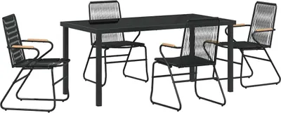 Image de vidaXL Ensemble de jardin 5 pcs noir Acier revêtu par poudre