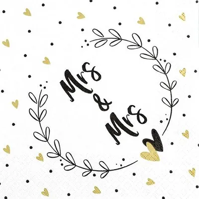 Produktbild von 20 Servietten Mrs & Mrs - Mrs & Mrs im Kranz 33x33cm