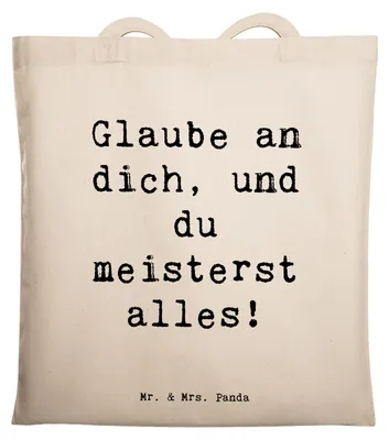 Produktbild von Mr. & Mrs. Panda Tote Bag Spruch Stolpersteine im Alltag meistern - Transparent - Geschenk, Tasche, Glaube an dich, Laptoptasche, Stärke, positive Gedanken, Jutebeutel