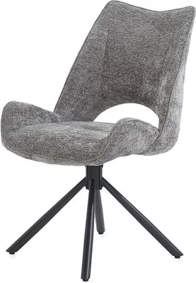 Produktbild von Stuhl MIKA, 360° drehbar mit Auto-Return, grau/schwarz Chenille Schalenform
