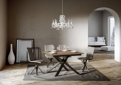 Immagine prodotto di ITAMOBY - Tavolo allungabile 120/180x90 cm Ganty quercia natura - bordo in tinta telaio e gambe antracite