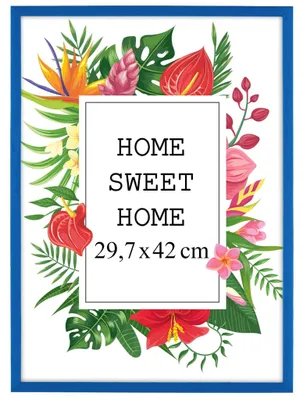 Obrázok produktu pre MG Design, modrý rám na obrázky, formát A3 (29,7 x 42 cm) – vyrobený z prírodného dreva s akrylovým sklom, určený na zavesenie aj na postavenie, vhodný na fotografie, plagáty a puzzle