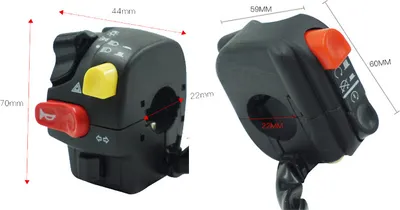 Productafbeelding van Motorfiets schakelaars: 22mm, claxonknop, schakelaar, richtingaanwijzer, elektrische mistlamp, lichtschakelaar, startschakelaar, stuur, zwart