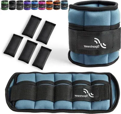 Productafbeelding van Famanu gewichtsmannchetten voor sporttraining - verstelbaar van 0,9 kg tot 4,5 kg per paar - blauw (2 verpakkingen)