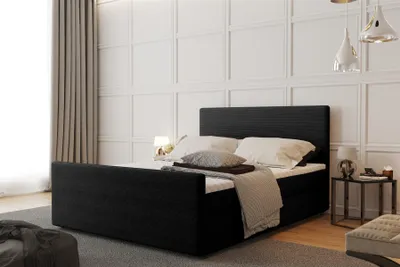 Produktbild von Boxspringbett Schlafzimmerbett CARO 200x220cm Stoff Scala Schwarz