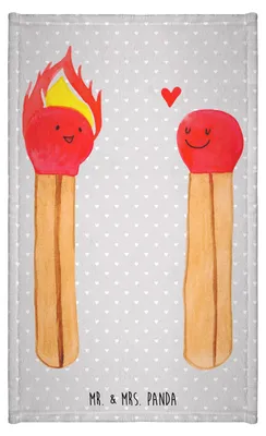 Produktbild von Mr. & Mrs. Panda Handtuch Streichhölzer - Grau Pastell - Geschenk, Liebesgeschenk, Klein, Freundin, Liebesbeweis, Gästetuch, Gästehandtuch Bunt, badezimmer, Gäste-WC