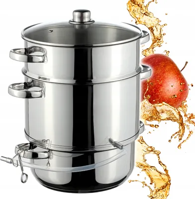 Obrázok produktu pre Parný odšťavovač KADAX "Ruka", odšťavovač ovocia z nehrdzavejúcej ocele so skleneným vekom, odšťavovač, 8 l, strieborný