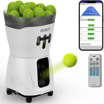 Produktbild von Pusun PT-MINIPro Tennisballmaschine mit APP & Fernbedienung, 65+ Bälle, einstellbare Geschwindigkeit & Winkel, 3–5 Std. Akku
