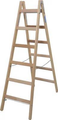 Produktbild von Krause Holz-Sprossen-Doppelleiter 2x6 Arbeitshöhe:ca.3,0m 8,5kg 170088