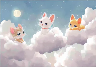 Produktbild von Fototapete Kinderzimmer Mädchen Katze Himmel - 250x175 cm - inklusive kleister - Vlies Tapete Kinder - Vliestapete Modern Wandtapete - Kindertapete