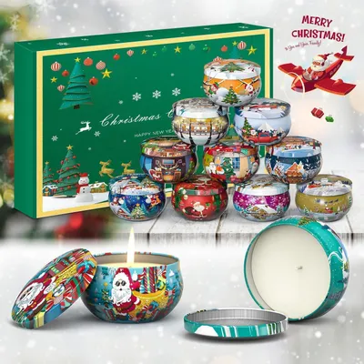 Immagine prodotto di Set regalo di candele profumate, 12 pezzi, 70 grammi, cera di soia, candele per aromaterapia, confezione da 12