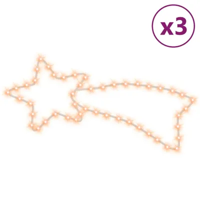 Productafbeelding van Kerstfiguren sterren met 48 LED's 3 st 65x28 cm warmwit