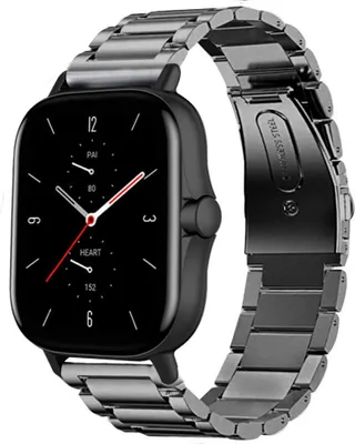 Produktbild von Strap-it Titanarmband - Kompatibel mit Amazfit GTS 2 Armband Ersatzarmband Edelstahl - Titanium - Hochwertiges Material - für Smartwatch 20mm Armband Graphit / Grau