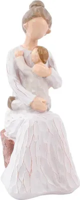 Image de Figurine Unyqoos® "Grand-mère et petite-fille" – Décoration en résine peinte à la main (6,3 pouces, crème), résistante à l'eau et revêtue d'un film protecteur UV, présentée dans une boîte cadeau – Idée cadeau pour une grand-mère, pour la fête des mères