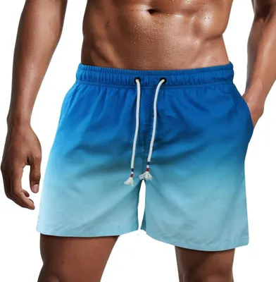 Produktbild von Kurze Badehose für Herren aus schnelltrocknendem Polyester mit Mesh-Innenfutter und verstellbarem Kordelzug – Badeshorts – Strandbekleidung