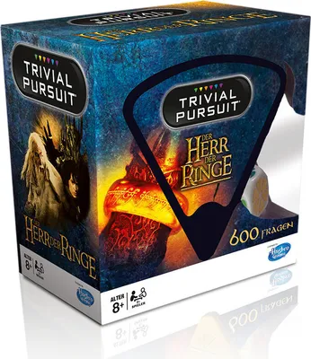 A product box for a Trivial Pursuit board game themed around The Lord of the Rings.