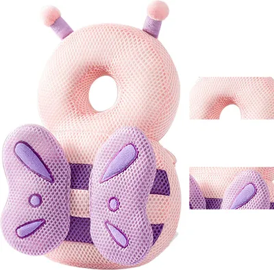 Produktbild von Baby Kopfschutz Rucksack, verstellbares Schutzkissen für Krabbeln & Laufen, weich & leicht, Lilarosa