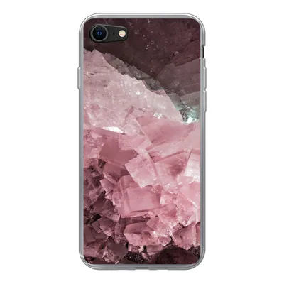 Produktbild von MuchoWow® Handyhülle Schutzhülle Hülle für iPhone 7 Naturstein - Rosa - Kristall Silikon Softcase Handy Hülle - Kartenhalter