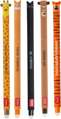 Produktbild von LEGAMI - 5er Set Gel-Radierstifte, Erasable Pen, Stifte mit radierbarer Tinte, Gelschreiber Radierbar ohne Blatt zu verbrauchen, 0,7 mm Spitze, verschiedene Tintenfarben und Tiermotive