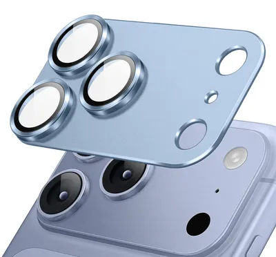 Produktbild von Avizar, Kameraschutz für iPhone 18 Pro Max aus Panzerglas mit Titanrahmen, Hellblau