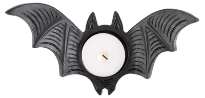 Produktbild von Schwarzer Fledermaus Teelicht Kerzenhalter 15cm
