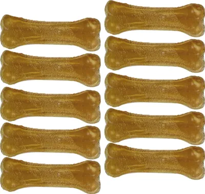 Produktbild von 330g (10 Stück) 10 cm Schecker Kauknochen - 1. Wahl - schwere Qualität - sauber gepresst