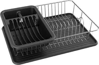 Produktbild von MSV Abtropfgestell Geschirrabtropfgestell, Abtropfgitter, Geschirr Abtropfkorb, Abtropfständer, Abtropfschale, Geschirrabtropfständer, Geschirrabtropfkorb, Farbe: Schwarz matt