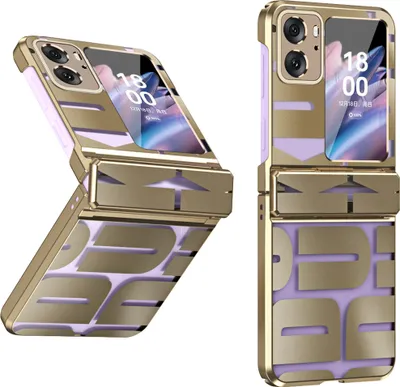 Produktbild von Hülle für Oppo Find N2 Flip Hülle mit Scharnierschutz, Galvanisierter Klar Schutzhülle Gold