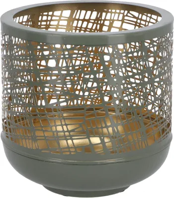 Produktbild von Windlicht Dekoration grün gold Metall 19x19x19cm stimmungsvolles Gartenlicht