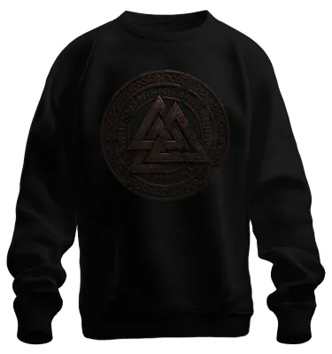 Produktbild von Valknut Wikinger Symbol nordisch Runen Grunge Mythisches Sweatshirt Pullover, Schwarz, XXL
