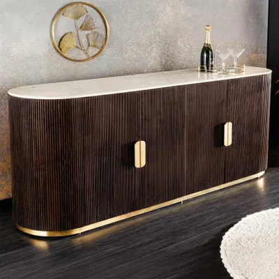 Produktbild von riess-ambiente Sideboard GATSBY 170cm braun gold weiß Mangoholz Marmor
